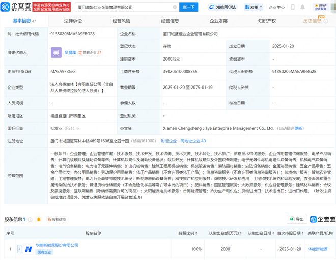 華能新能源廈門布局再落一子，成立企管公司拓展電力電子市場